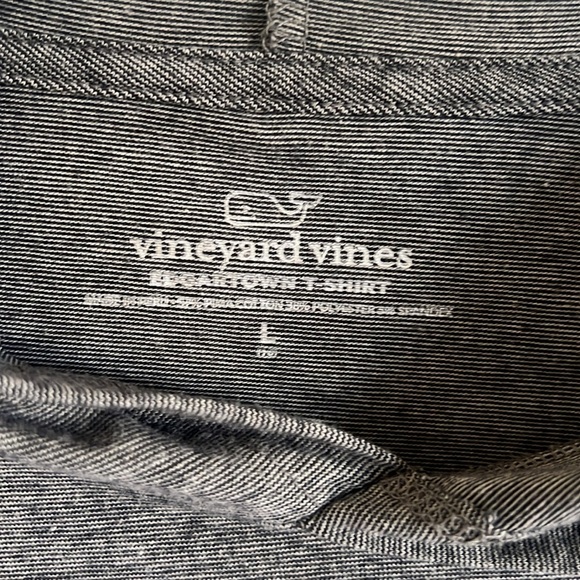 Vineyard Vines Edgartown T Shirt Hoodie Boys Large Gray Striped Performance - Picture 3 of 8